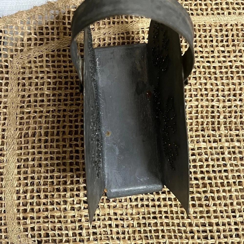 Vintage Metal Napkin Holder Rustic Farmhouse - Punched Floral Design